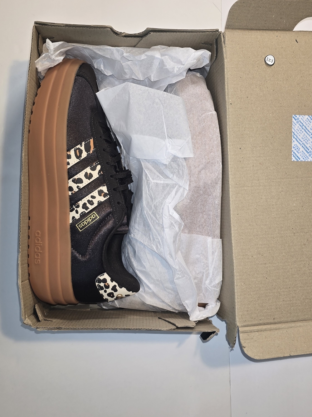 adidas Black Leopard-Print Platform Sneaker with Brown Sole